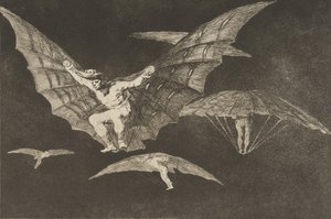 13. tábla a Disparates: A Way of Flying-ből, kb. 1816-23, 1864-ben megjelent. alkotó: Francisco de Goya