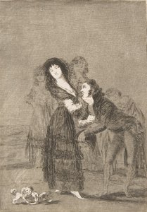 27. tábla Los Caprichosból: Melyik közülük a legyőzöttebb Quien mas rendido, 1799. alkotó: Francisco de Goya