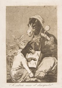 37. tábla Los Caprichosból: Talán nem tudna többet a tanuló Si Sabrá mas el discipulo, 1799.