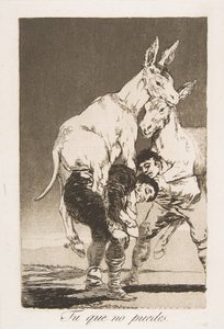 42. tábla Los Caprichosból: Te, aki nem tudsz Tu que no puedes., 1799. alkotó: Francisco de Goya