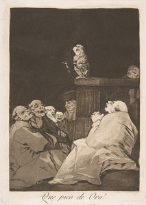 53. tábla Los Caprichosból: Micsoda aranycsőr! Que pico de Oro!, 1799. alkotó: Francisco de Goya