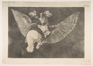 5. tábla a Disparatestől: Flying Folly, kb. 1816-23 magánnyomda kb.1854. alkotó: Francisco de Goya