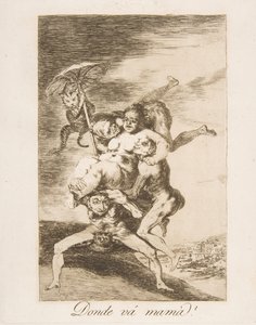 65. tábla Los Caprichosból: Hova megy anya Donde vá mamá, 1799. alkotó: Francisco de Goya