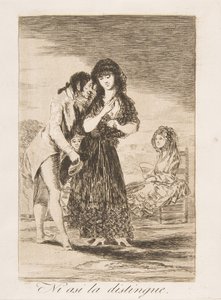 7. tábla a „Los Caprichosból”: Még így sem tudja kivenni Ni asi la distingue., 1799. alkotó: Francisco de Goya