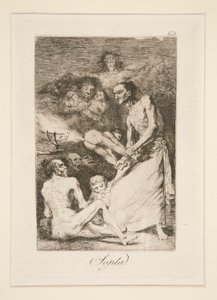 Sopla (Fújás), pl. 69 a Los caprichos sorozatból alkotó: Francisco de Goya