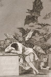Az ész alvása szörnyeket szül (43. sz.), Los Caprichosból alkotó: Francisco de Goya