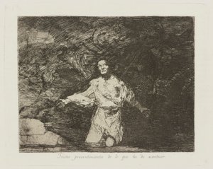 Szomorú előérzetek arról, hogy mi fog történni. (Szomorú előérzetek arról, mi fog történni.), pl. 1 a The Disasters of War sorozatból alkotó: Francisco de Goya