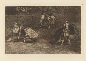 Egy torreádor lovagol d?n chulo vállán alkotó: Francisco de Goya