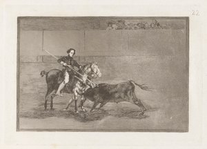 Valor manil de la c?lebre Pajuelera en la de Zaragoza (Az ünnepelt Pajuelera férfias bátorsága [a gyűrűben], Saragossa), 22. tábla a La tauromaquia-ból alkotó: Francisco de Goya