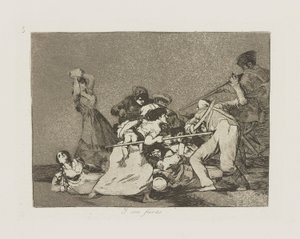 Y fiam fieras. (And They Are Like Wild Deasts.), pl. 5 a Los desastres de la guerra (A háború katasztrófái) sorozatból alkotó: Francisco de Goya
