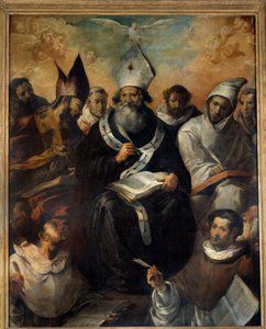 Szent Bazil, diktálja tanát Cézárei Szent Bazil vagy Nagy Bazil (330-379), szerzetes, Kappadókia Cesaree evequeja, az egyház doktora. Francisco Herrera (1585-1657) festménye (ec.esp.) 1639 V. 2,43x1,94 m