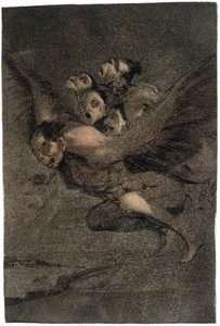 Buen Viage (Biztonságos utazás). Szárnyszörnyek. 1802 körül (metszet) alkotó: Francisco Jose de Goya y Lucientes