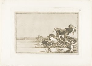 Félelmetes események a madridi ring első soraiban, és Torrejón polgármesterének halála, 21. tábla A bikaviadal művészetéből alkotó: Francisco Jose de Goya y Lucientes