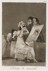 Hasta la muerta Los Caprichosból, 1799-ben megjelent (rézkarc, csiszolt akvatinta és szárazhegy) alkotó: Francisco de Goya