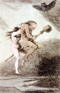 "Linda maestria" boszorkányok seprűn, c. 1802 (metszet) alkotó: Francisco Jose de Goya y Lucientes