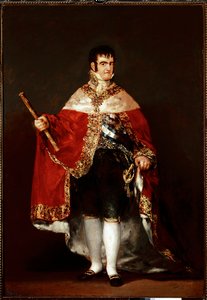VII. Ferdinánd király portréja királyi viseletben (olaj, vászon, 1815 körül) alkotó: Francisco de Goya