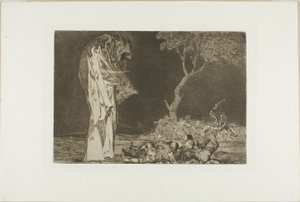 Katonák megrémültek egy fantomtól, a Disparates 2. lemezeként a Los Proverbiosban alkotó: Francisco Jose de Goya y Lucientes