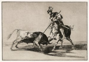 A Cid Campeador megtámad egy bikát a lándzsájával alkotó: Francisco de Goya
