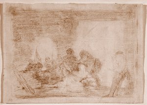 A háború katasztrófái: Egy férfi, aki tanúja felesége megerőszakolásának (Rajz alkotó: Francisco de Goya