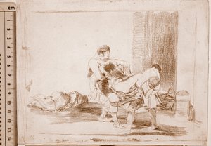 A háború katasztrófái: A temetőben (Előkészítő rajz alkotó: Francisco de Goya