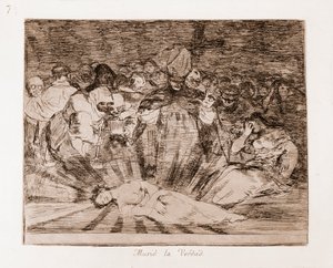 A háború katasztrófái: Az igazság halott (rézkarc az előkészítő rajzból alkotó: Francisco de Goya