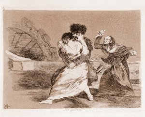 A háború katasztrófái : Nem akarnak (előkészítő rajzból rézkarc alkotó: Francisco de Goya