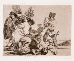 A háború katasztrófái: Mit tehetünk még? (Rajzás után gravírozás alkotó: Francisco de Goya