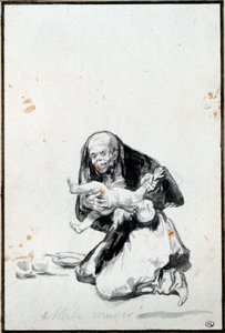 A rossz nő (Mala mujer). A gonosz nő. Antropofág jelenet, egy boszorkány felfal egy gyereket. Szürke mosás, Francisco Goya y Lucientes (1746-1828) Sun. 0,21x0,14 m Párizs, Louvre Múzeum alkotó: Francisco de Goya