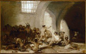 Az őrült ház. (olaj, fa alkotó: Francisco de Goya