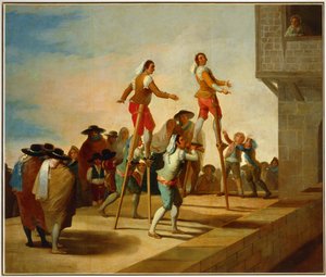 A gólyalábakCartoon egy faliszőnyeghez a Pradóban ... (festmény, vászon) alkotó: Francisco Jose de Goya y Lucientes