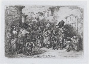 3. tábla: utcazenészek csoportja, a spanyol szokások és időtöltések sorozatából, 1850.