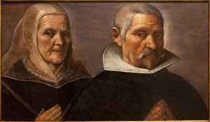 Egy imádkozó korú házaspár portréja. Francisco Pacheco (1564-1644) festménye, 1630 körül. Szépművészeti Múzeum Sevillában, Spanyolországban.