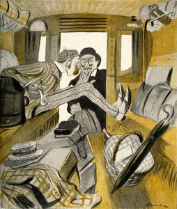 Egy angol megállít egy franciát abban, hogy leüljön a vonat szabad ülésére, 1903. alkotó: Francisco Sancha y Lengo