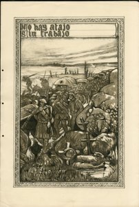 Illusztráció: Francisco Sancha Lengo (1874-1936) - Repülő levél, 1915 körül - Munka nélkül nincs út - 14-18-as háború, Részletek, spanyol nyelv, külföldi sajtó - Foglyok