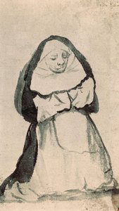 Egy térdelő apáca imában, 19. század eleje (rajz) alkotó: Francisco de Goya