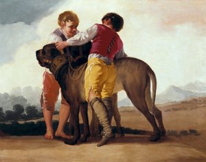 Fiúk masztiffal, 1786 körül (olaj, karton) alkotó: Francisco de Goya