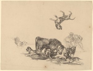 Kutyák által megtámadt bika alkotó: Francisco de Goya