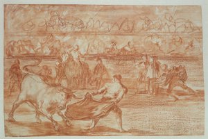 Bikaviadal, 1815-16 (piros kréta papíron) alkotó: Francisco de Goya