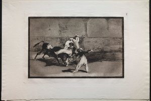 Bikaviadalok: Egy mór, akit egy bika fogott el a ringben alkotó: Francisco de Goya