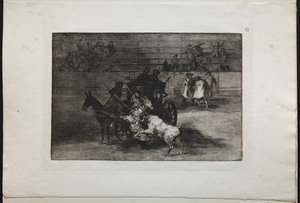 Bikaviadalok: Harcolj két öszvérre befogott hintón alkotó: Francisco de Goya