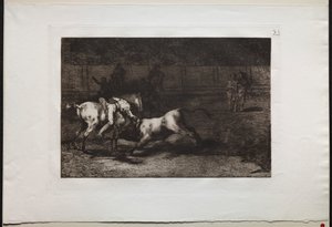 Bikaviadalok: Mariano Ceballos, Alias the Indian, Kills the Bull from his Horse, 1876. alkotó: Francisco de Goya
