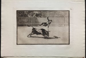 Bikaviadalok: Juanito Apinani mozgékonysága és merészsége (a Ringben) Madridban alkotó: Francisco de Goya