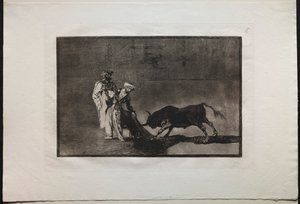 Bikaviadalok: A mórok másképp játszanak a ringben, hívják a bikát az égőkkel alkotó: Francisco de Goya