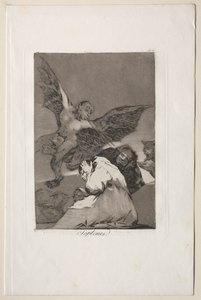 Caprichos: Mesehordozók – Szélfújások. alkotó: Francisco de Goya