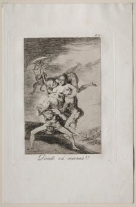 Caprichos: Hová megy anya? alkotó: Francisco de Goya