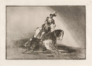 V. Károly bikát lándzsáz a valladolidi plázában (V. Károly lándzsázik a bikával a ringben Valladolidban) alkotó: Francisco de Goya