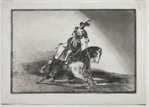 V. Károly lándzsázik egy bikával a ringben Valladolidban alkotó: Francisco de Goya