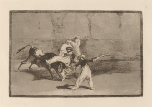 Kibaszott egy mór a téren (Egy mór, akit elkapott a bika a ringben) alkotó: Francisco de Goya