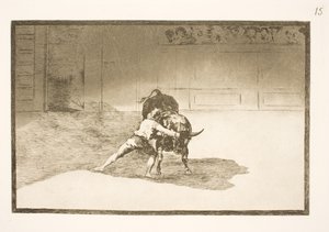 A híres Martincho elhelyezi a bandériumokat, teste mozdulataival bolondítja meg a bikát alkotó: Francisco de Goya