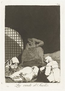 Ajtócsapás overvalley Az álom megjeleníti őket (cím a tárgyon) Los Caprichos (sorozat címe) alkotó: Francisco de Goya